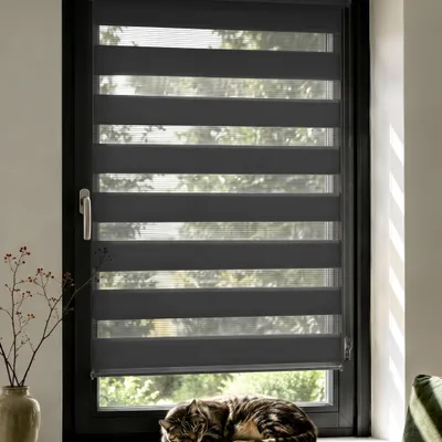 Produktbild von Doppelrollo Fenster ohne Bohren Zevra 150x160cm Dunkelgrau Dunkelgrau VICTORIA M