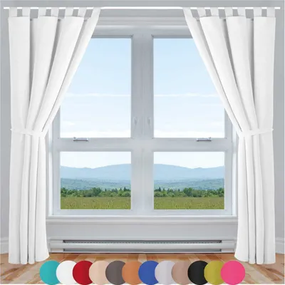 Obrázok produktu pre 2x záclony Ellen s pútkami vrátane viazacích háčikov (biela), veľkosť: 140x225cm