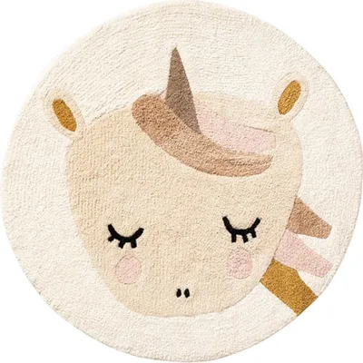 Produktbild von Petite Amélie Waschbarer Kinderteppich Tierkopf Lara - Beige