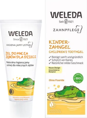 Produktbild von Weleda 4001638081863, Anti-Plaque-Zahnpasta, 50 ml, Kinder, Gel, Ringelblume, Glycerin, Water (Aqua), Silica, Algin, Calendula Officinalis Flower Extract, Prunus Amygdalus...