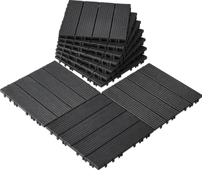 Zdjęcie produktu dla Płytki tarasowe VEVOR, zestaw 10 sztuk, płytki balkonowe 30 x 30 cm, płytki zatrzaskowe, wodoodporna wykładzina podłogowa z tworzywa sztucznego do użytku na zewnątrz, wykładzina podłogowa na patio