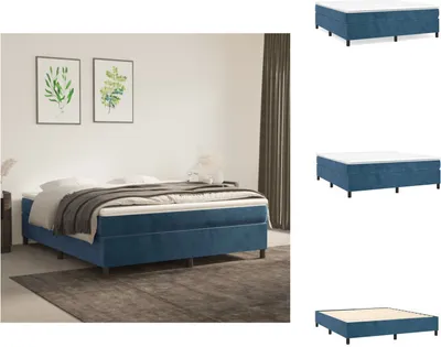 Produktbild von vidaXL Boxspringbett Dunkelblau 160x200 cm Samt -  Betten & Bettgestelle