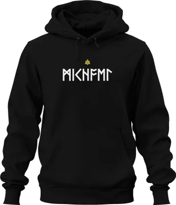 Obrázek produktu pro Severské runy Valknut Odin Symbol Viking Personalizovaná uni mikina s kapucí, černá, L