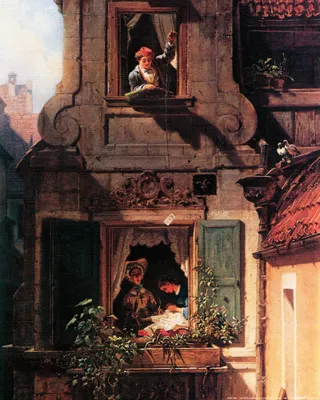 Produktbild von Carl Spitzweg Kunstdruck Bild - Der Abgefangene Liebesbrief (50 x 40 cm)