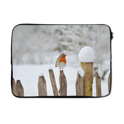 Produktbild von MuchoWow® Laptop Hülle 14 ZollVogel - Zaun - Schnee Laptoptasche - Laptoptasche - Stoßsicher - Schutzhaube
