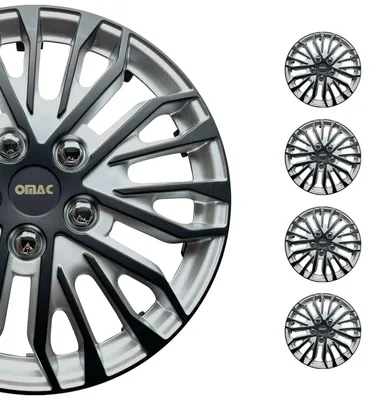 Produktbild von 16 Zoll Radkappen Universal Radzierblenden Grau-Schwarz Matte 4 Stück Radblenden