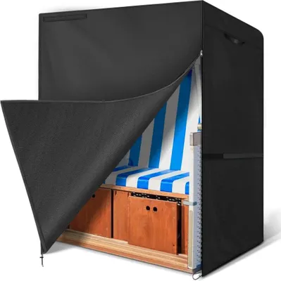 Produktbild von Strandkorb Schutzhülle Hülle für Strandkorb aus 300D Oxford Gewebe Wasserdicht Winddicht UV-beständig Strandkorbhülle -135x105x175/140cm, Schwarz