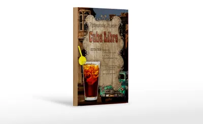Produktbild von Holzschild Rezept 12x18cm Cuba Libre Zutaten Eiswürfel