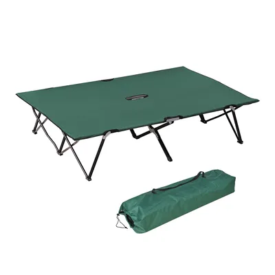 Produktbild von Feldbett mit Tragetasche Tragbares Klappbett Campingbett bis 136 kg belastbar für 2 Personen 193 x 125 x 40 cm Grün