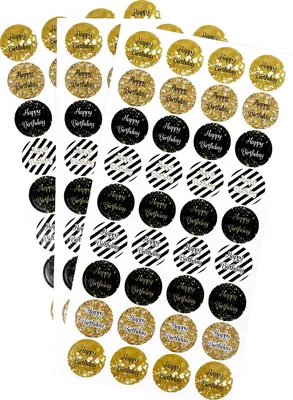 Produktbild von Oblique Unique Happy Birthday Geburtstag Sticker Jubiläum Aufkleber 108 Stk. Geschenk Deko Geburtstagsdeko