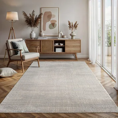 Produktbild von Moderner Teppich Wohnzimmer Schlafzimmer Abstrakt Einfarbig 3D L.Grau - Größe: 80 x 150 cm