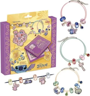Image de Coffret Bijoux Étincellants Stitch Lansay, Kit Création Bijoux, 2 Colliers, 2 Bracelets, Dès 6 Ans