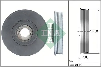 Produktbild von INA 544 0039 10 Riemenscheibe Kurbelwelle passend für PEUGEOT 206 Schrägheck (2A/C) 153mm