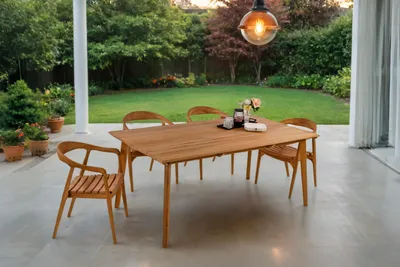 Produktbild von Gartengruppe 5tlg Gartentisch Teak 180 x 100 cm mit 4 Gartenstühlen HARRY