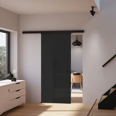 Produktbild von inova Glasschiebetür 900 x 2035 mm, Satiniertes Glas, Komplettset mit Stabgriff, ohne Softclose