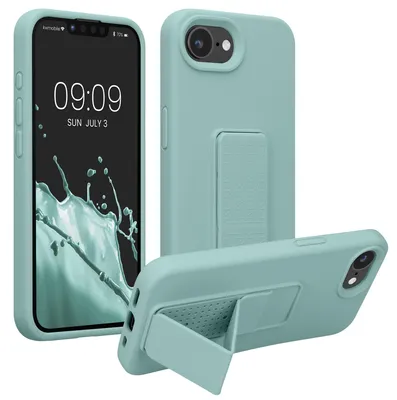 Produktbild von kwmobile Handyhülle für Apple iPhone 17e / iPhone 16e Hülle - TPU Silikon Case mit Fingerhalter und Stand - Schutzhülle Cover in Mintgrün