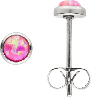 Produktbild von Ohrstecker Edelstahl 2 synthetische Opale rosa 5 mm