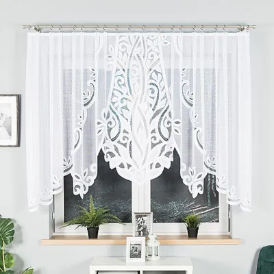 Produktbild von POLA - Fertiggardine aus Jacquard mit Schnitt unten - 300x140 cm - weiß
