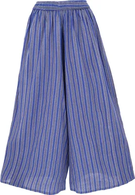 Produktbild von Weite Marlenehose, Gestreifte Sommerhose, Boho Hose - Blau, Damen, Baumwolle, Größe: L/XL