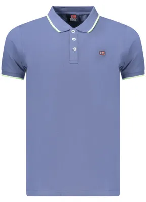 Produktbild von Elegantes Herren-Poloshirt Blau mit Kontrastdetails und Applikation