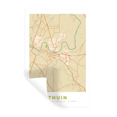Obrázok produktu pre MuchoWow® Nálepka na stenu - Mapa - Belgicko - Thuin - Mapa mesta - 20x30cm - Samolepiaca a polohovateľná