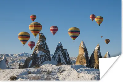 Produktbild von MuchoWow® Poster Heißluftballon - Steine - Schnee 90x60 cm - Schlafzimmer