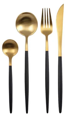 Produktbild von 24-teiliges Besteckset in Gold und Schwarz