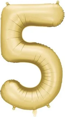 Produktbild von Folienballon Zahl „5“, 86cm, gold