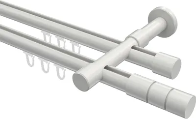 Produktbild von Interdeco Innenlaufstange / Gardinenstange mit Innenlauf Weiß, Typ Prestige Elanto (Rillenzylinder), 20 mm Ø 2-läufig, 100 cm