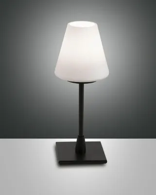 Produktbild von Tischleuchte Metall Glas G9 25 cm Schwarz Weiß rund Nachttischleuchte