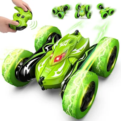 Productafbeelding van Op Afstand Bestuurbare Auto - RC Auto Kinderen - Stunts Uitvoeren - 360 Graden Draaibaar - 40+ Minuten Speeltijd - Groen