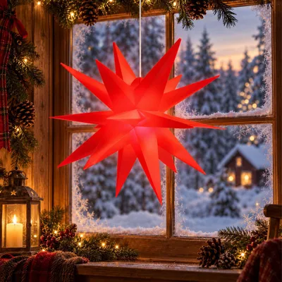 3D-Kerzstern 35 cm, LED-Lichterkette, 8 Modi, Batterie, warmweiß