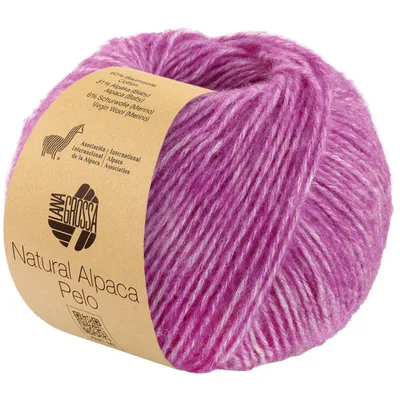 Produktbild von Lana Grossa NATURAL ALPACA PELO 50 g flauschige Netzgarnstruktur gefüllt mit Baby-Alpakafasern 125 m Farbe 029 - Fuchsia meliert
