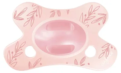 Image de Sucette Difrax Natural – 0-6 mois – Motifs feuilles rose poudré