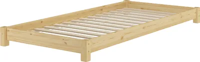 Produktbild von Breites Flachbett Futonbett Niedrigbett 100x200 Kiefer massiv V-60.51-10Rollrost inkl.
