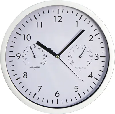Produktbild von Design-Wanduhr McPower mit Thermo- & Hygrometer weißes Ziffernblatt 25cm-Ø