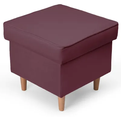 Produktbild von MG Design Samt Sitzhocker in Violett 45 x 45 cm - Gepolsterter Polsterhocker mit Holzbeinen für Wohnzimmer, Schlafzimmer oder Flur