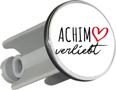 Produktbild von Huuraa Waschbeckenstöpsel Achim verliebt 4cm höhenverstellbar Abflussstopfen Geschenkidee