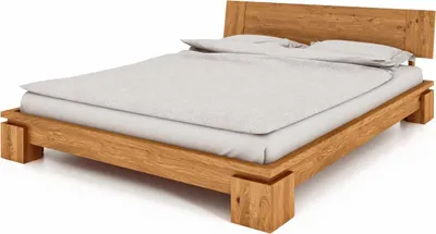Produktbild von Bett Tinci 1 niedrige Höhe Sonderlänge 140x190 Wildeiche massiv mit Holzkopfteil
