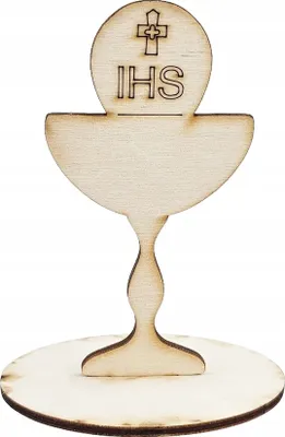 Immagine prodotto di Ornamento in legno in piedi calice prima comunione 10cm