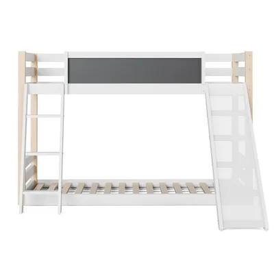 Produktbild von Kinderbett mit Rutsche & Treppe Etagenbett Jugendbett Kinder-Familienbett für 90×200 & 90×190 cm Matratzen Weiß