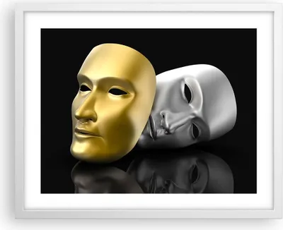 Produktbild von Gerahmtes Poster - Weißer Rahmen - Maske Theater Bühne Schauspieler - 50x40 cm - Wand Bild - Wanddeko - Wandbilder - Wandposter - Bilderrahmen - Bilder - Kunstdruck - Wandbild - P2WAA50x40-2432