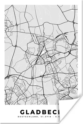 Produktbild von MuchoWow® Poster Karte - Deutschland - Gladbeck - Stadtplan 120x180 cm - Kunstposter