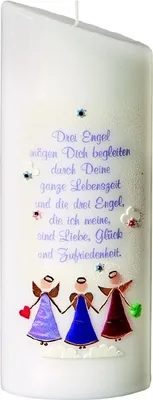 Produktbild von Taufkerze Ellipse 23 x 9 cm mit Namensverzierung (Vornamen + Taufdatum) und Geschenkkarton Nr. K80