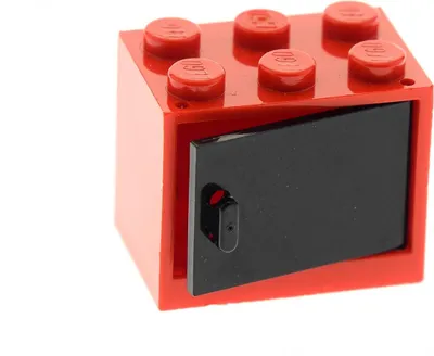 Produktbild von 1x Lego Schrank Gehäuse 2x3x2 rot Tür schwarz Kiste Box Container 4533 4532a