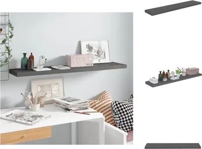 Image de vidaXL Étagère suspendue gris brillant 120x23,5x3,8 cm MDF - Étagères murales