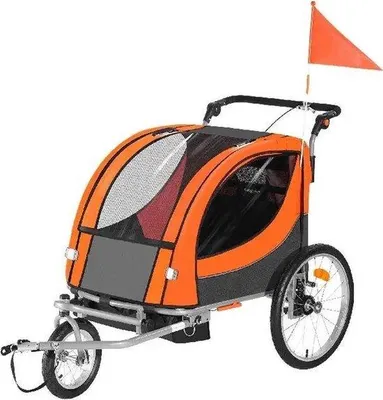 Produktbild von Famanu Fahrradanhänger für Kinder - Doppelzits, faltbar, schwarz