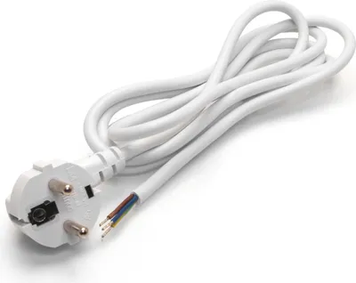 Produktbild von 3-poliges (Litze) Netzanschlusskabel Schutzkontaktstecker 230V weiß 2m