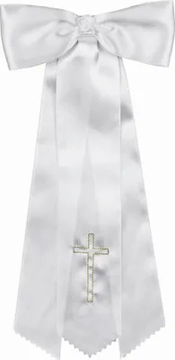 Produktbild von Kerzen Schleife aus Satin (Goldverzierung) für Taufkerzen, Kommunionskerzen