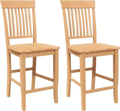 Image de Tabourets de bar (lot de 2) en bois massif naturel et caoutchouc